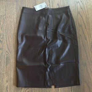 Mango brown faux leather skirt, size 6, NWT